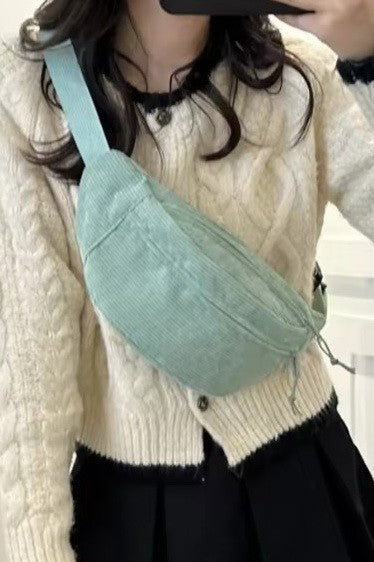 CORDUROY CROSSBODY SLING FANNY PACK BELT BUM BAG | 40P583