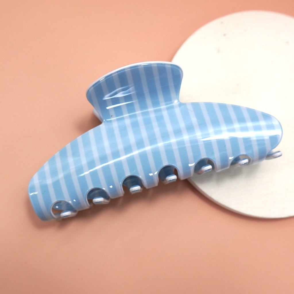 JUMBO STRIPE PLAID OVAL HAIR CLAW CLIPS | 40H1020