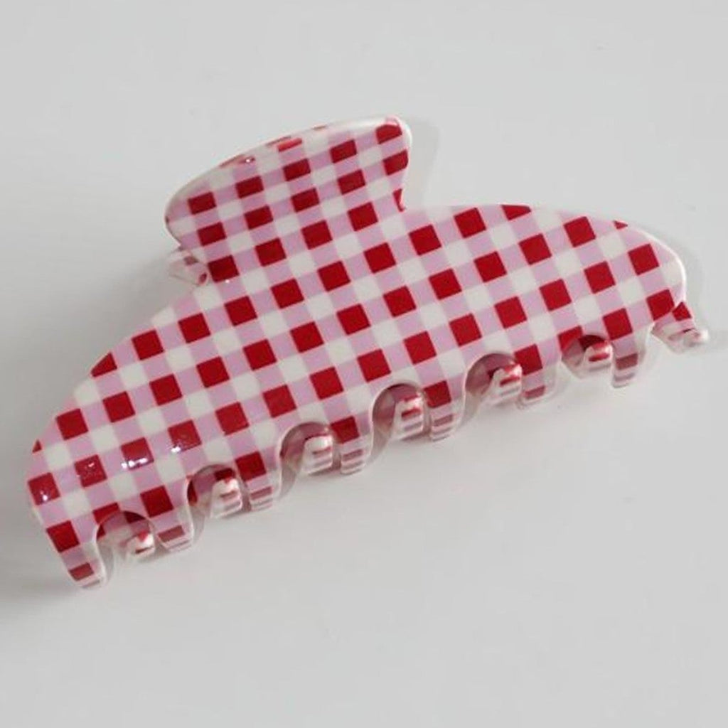 JUMBO STRIPE PLAID OVAL HAIR CLAW CLIPS | 40H1020