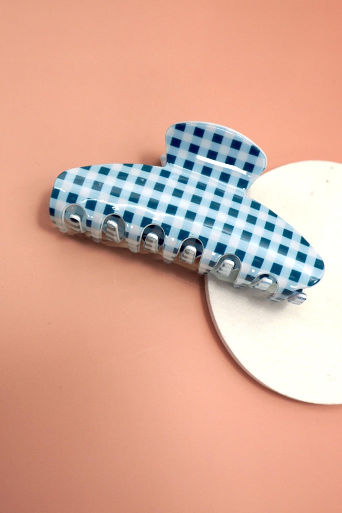 JUMBO STRIPE PLAID OVAL HAIR CLAW CLIPS | 40H1020