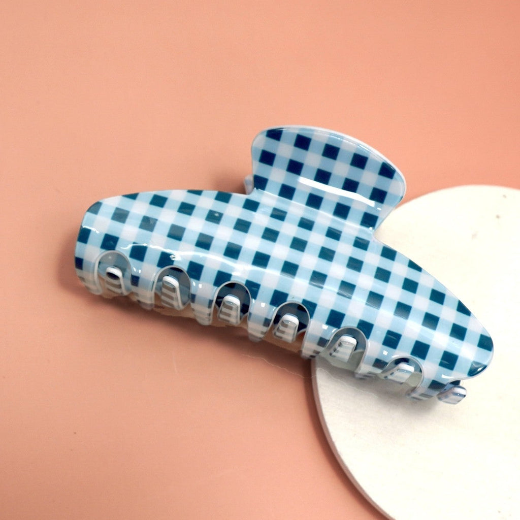 JUMBO STRIPE PLAID OVAL HAIR CLAW CLIPS | 40H1020