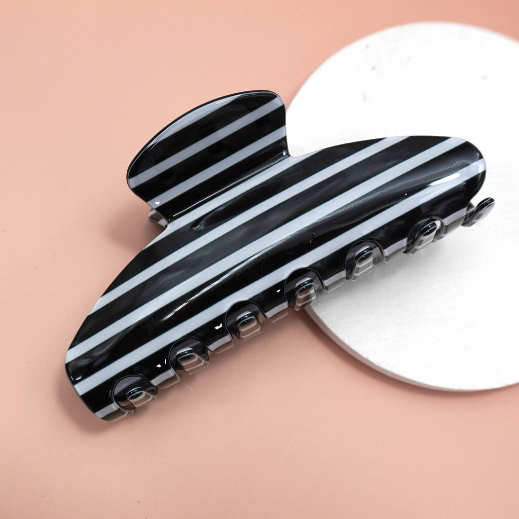 JUMBO STRIPE PLAID OVAL HAIR CLAW CLIPS | 40H1020