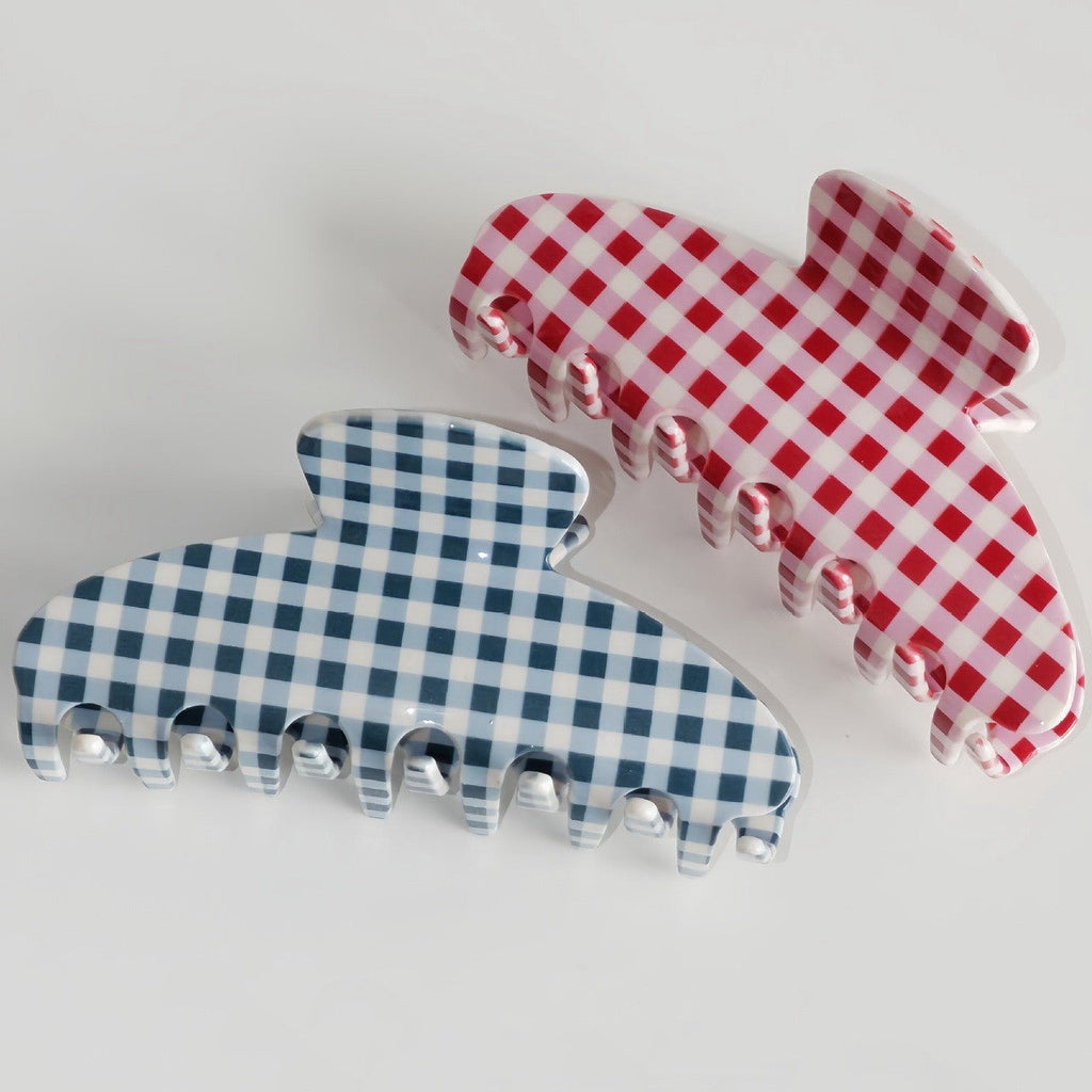 JUMBO STRIPE PLAID OVAL HAIR CLAW CLIPS | 40H1020