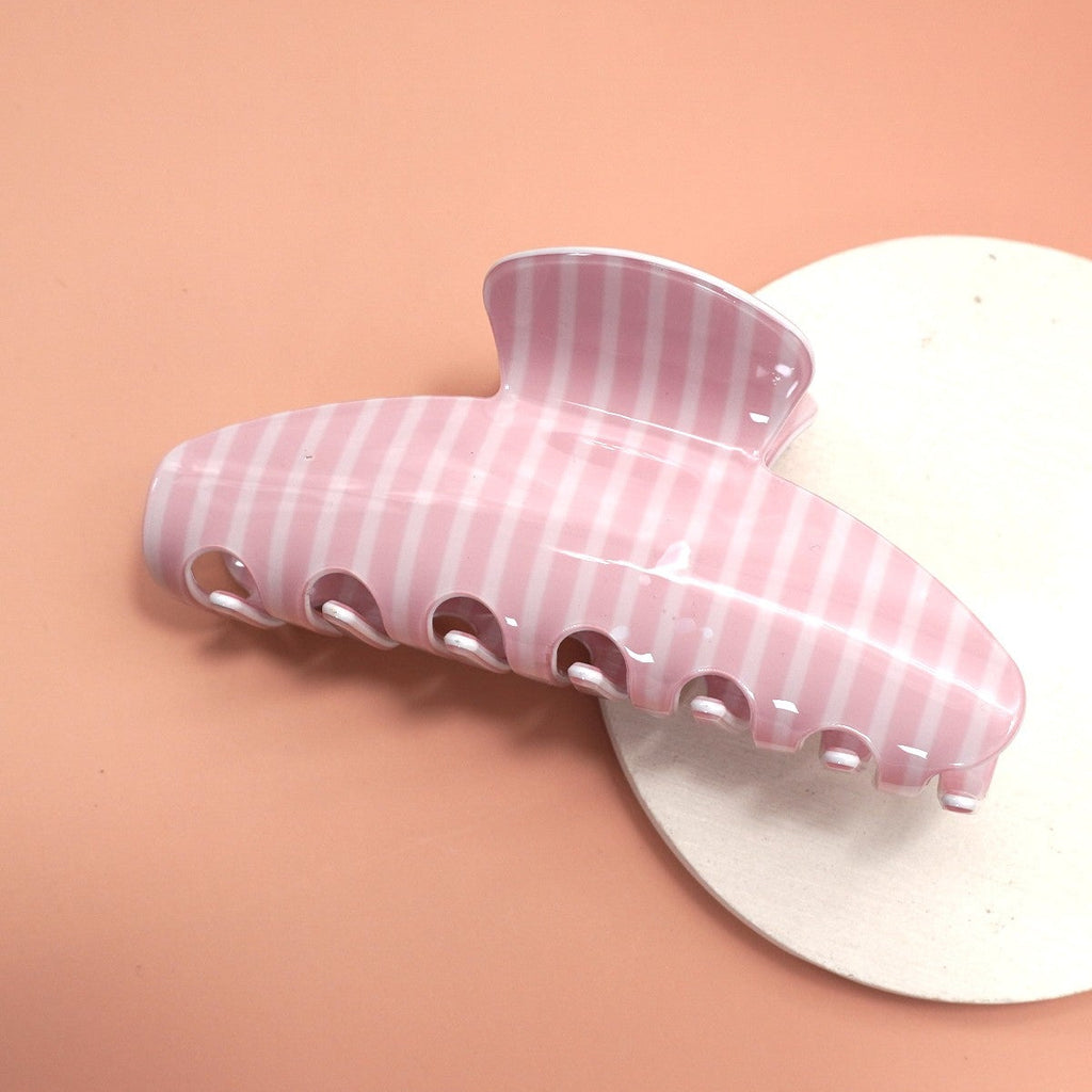 JUMBO STRIPE PLAID OVAL HAIR CLAW CLIPS | 40H1020