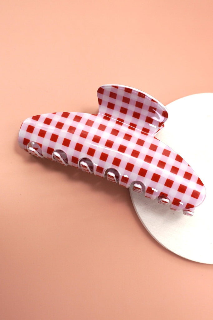 JUMBO STRIPE PLAID OVAL HAIR CLAW CLIPS | 40H1020