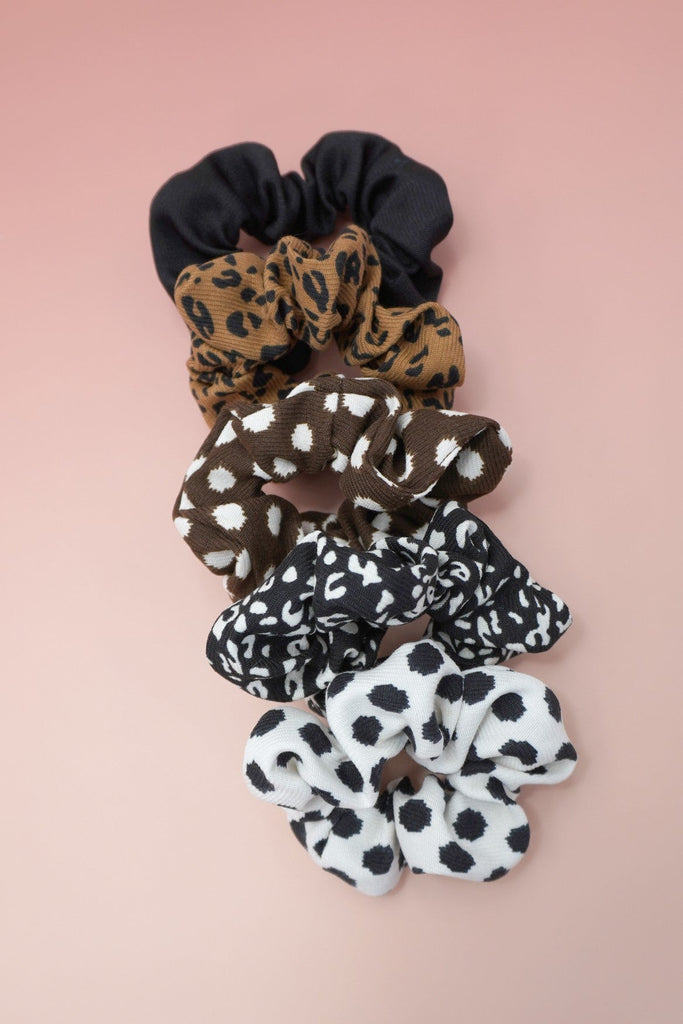 ANIMAL PATTERN SCRUNCHIES SET OF 5 | 40S741