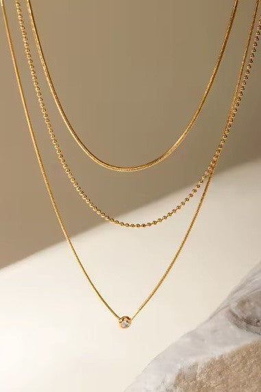 18K STAINLESS STEEL TARNISH FREE LAYERED NECKLACE | 40NK9610