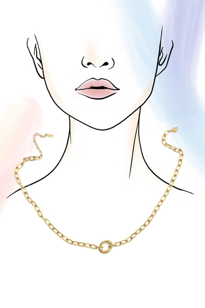 18K STAINLESS STEEL TARNISH FREE OVAL NECKLACE | 40NK9585