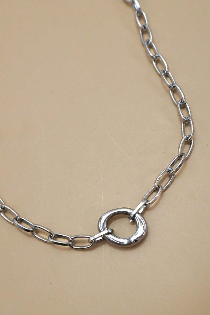 18K STAINLESS STEEL TARNISH FREE OVAL NECKLACE | 40NK9585