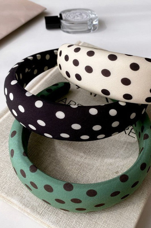POKA DOT PUFFED SPA HEADBAND HAIR BAND | 40HB189