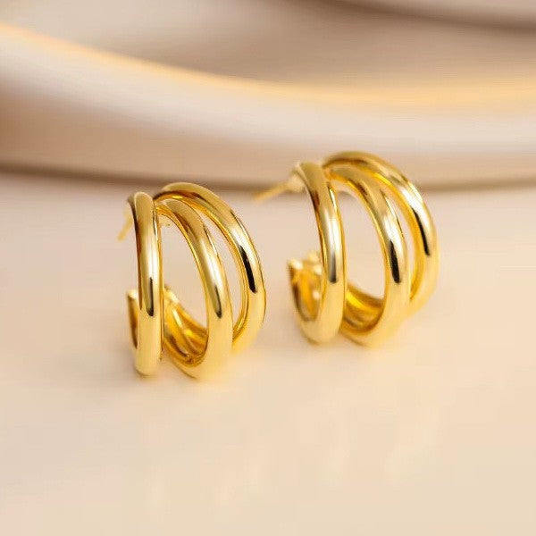 18K STAINLESS STEEL WATERPROOF TARNISH FREE HOOPS | 40E440