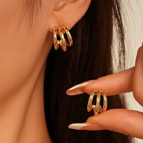 18K STAINLESS STEEL WATERPROOF TARNISH FREE HOOPS | 40E440