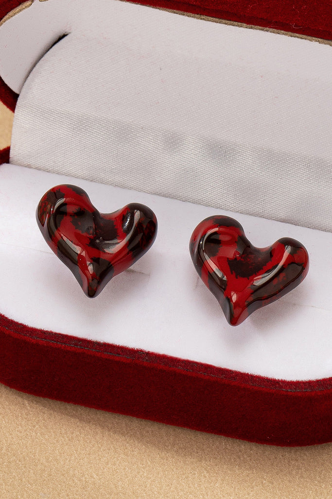 ANIMAL PATTERN HEART STUD EARRING | 80E61520