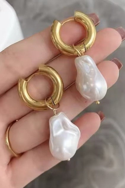 18K STAINLESS STEEL TARNISH FREE PEARL EARRINGS | 40E445