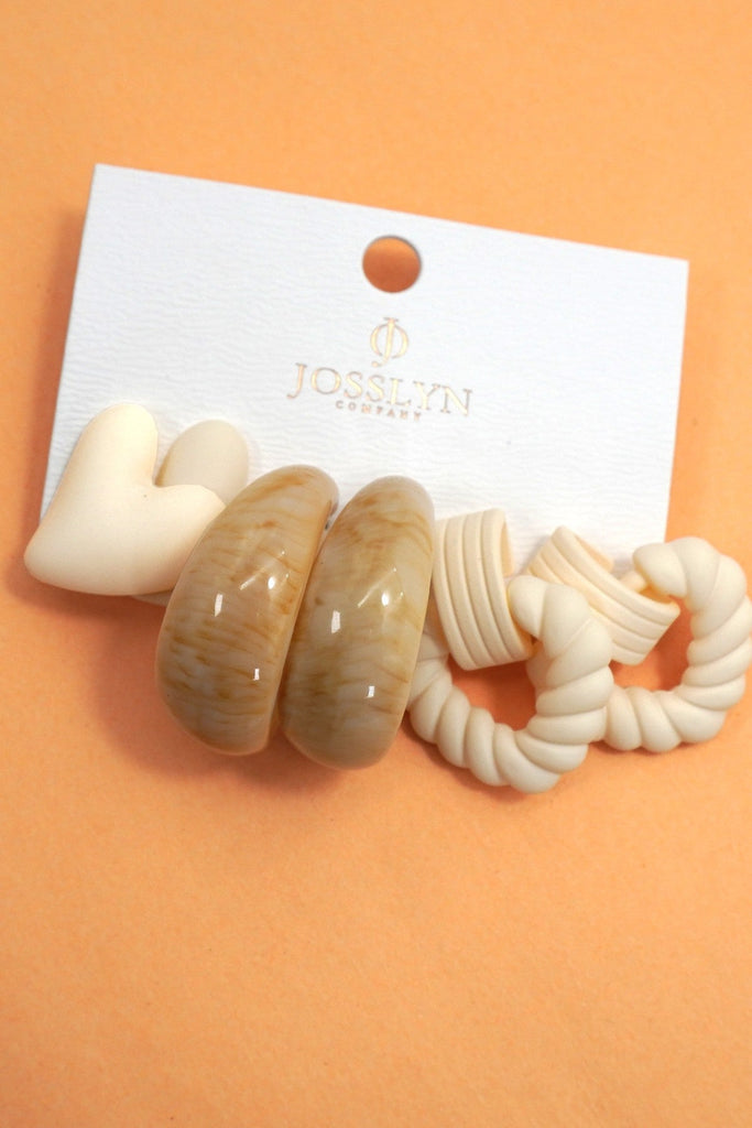 MULTI CLASSIC ACRYLIC TRIO HOOP STUD EARRINGS | 40E447