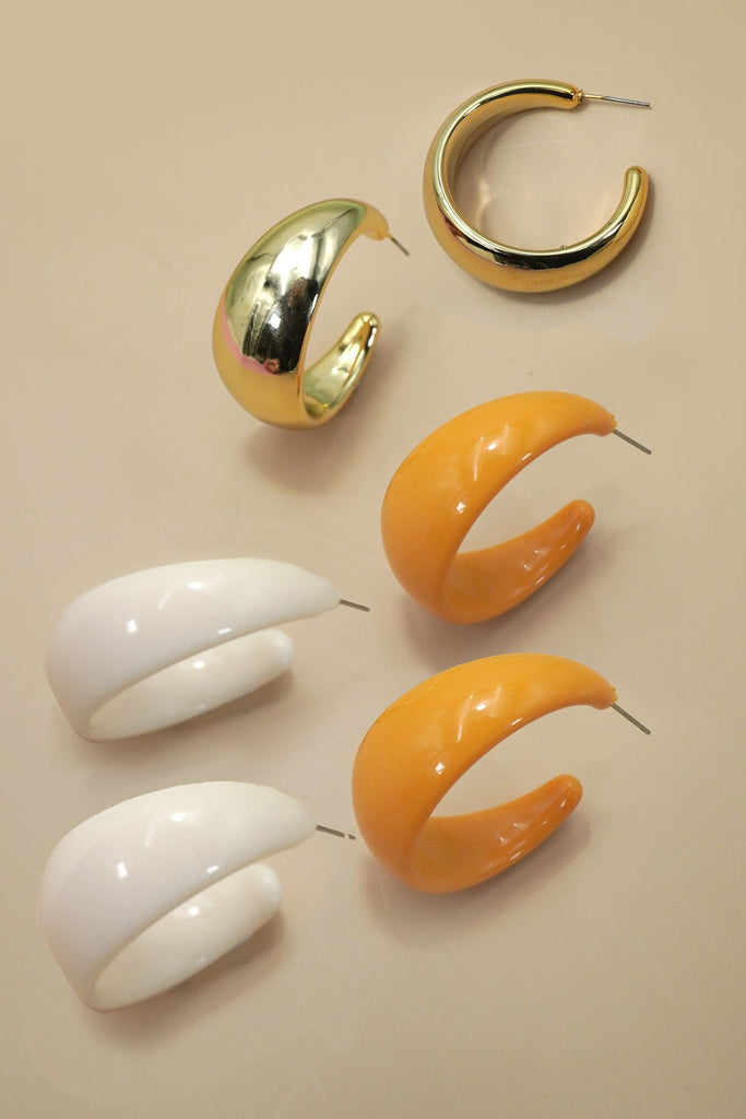 MULTI CLASSIC ACRYLIC HOOP TRIO EARRINGS | 40E449