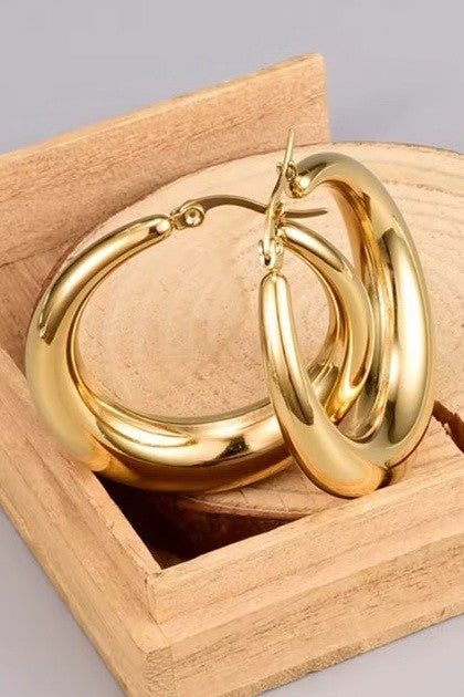 18K STAINLESS STEEL WATERPROOF TARNISHFREE U HOOPS | 40E451