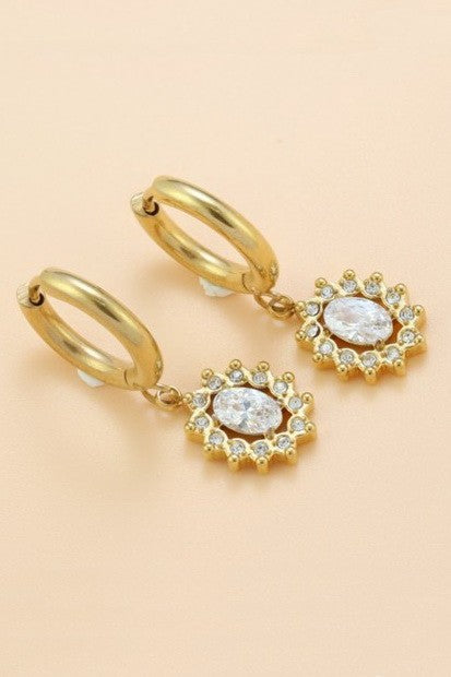 18K STAINLESS STEEL TARNISH FREE CRYSTAL EARRINGS | 40E450