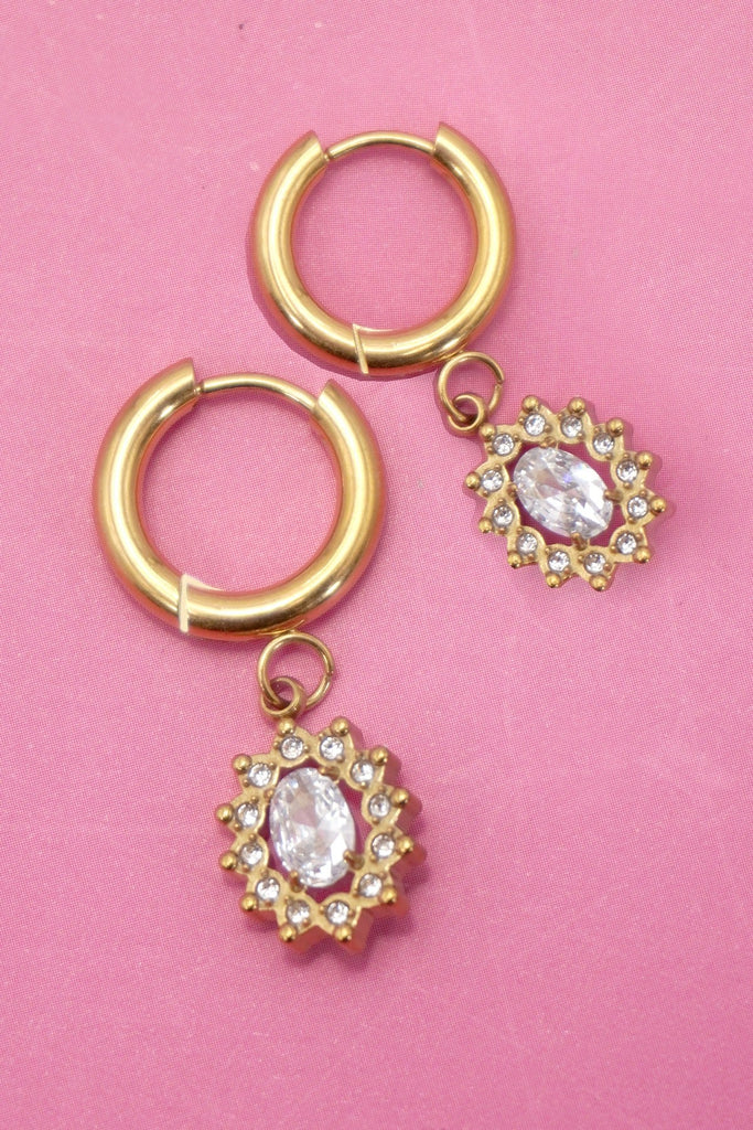 18K STAINLESS STEEL TARNISH FREE CRYSTAL EARRINGS | 40E450