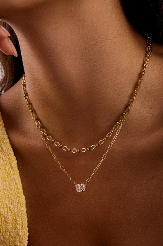 Layered Gold-Tone Crystal Necklace Set | 40NK9620