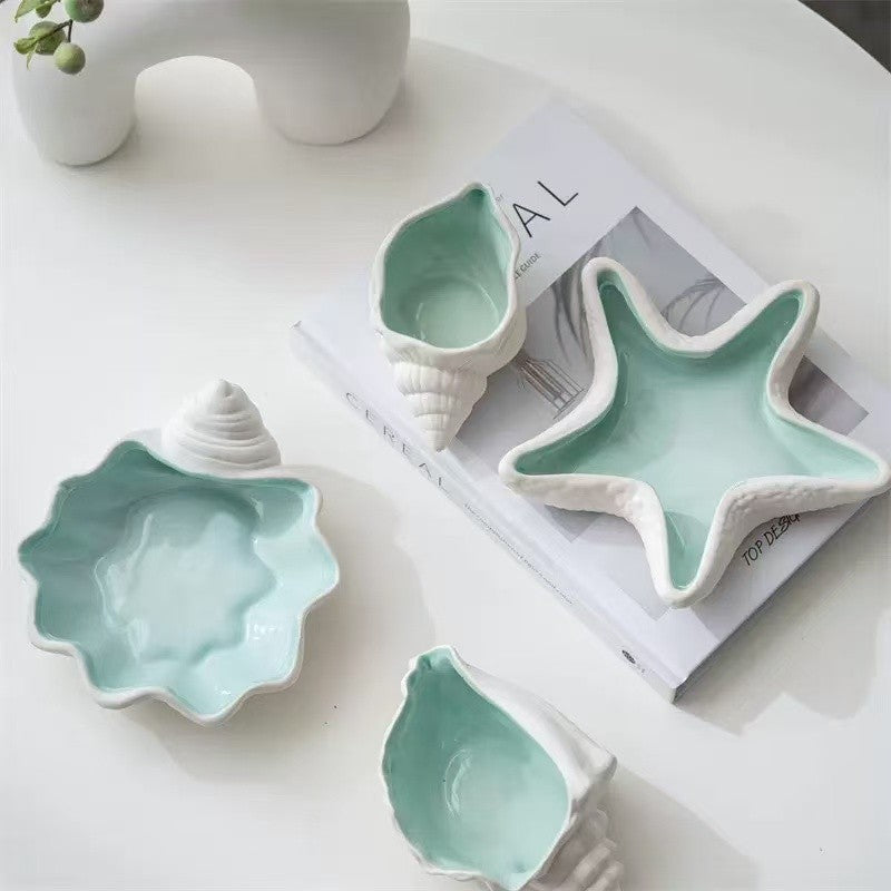Ceramic Seashell & Starfish Decorative Trinket Dish| 40CP102