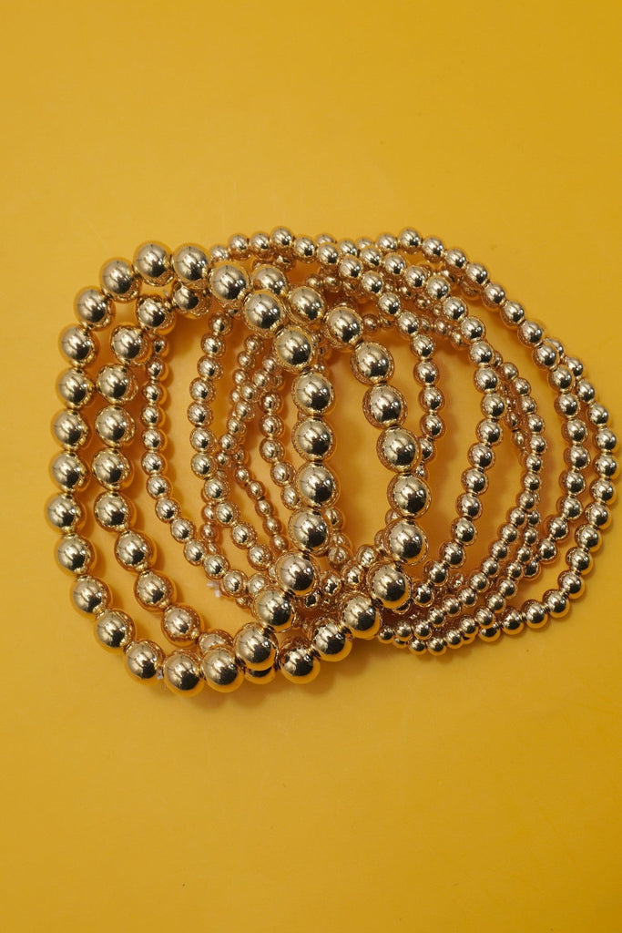 CLASSIC MULTI BALL CHAIN BEAD STRETCHABLE BRACELET | 40B5203