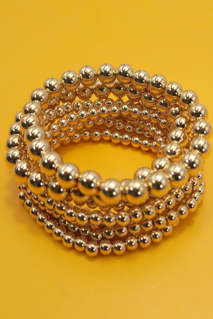 CLASSIC MULTI BALL CHAIN BEAD STRETCHABLE BRACELET | 40B5203