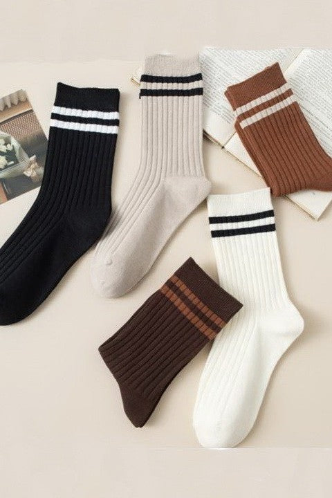 WOMAN STRIPE HALF CREW THROWBACK COTTON SOCKS | 40S02076