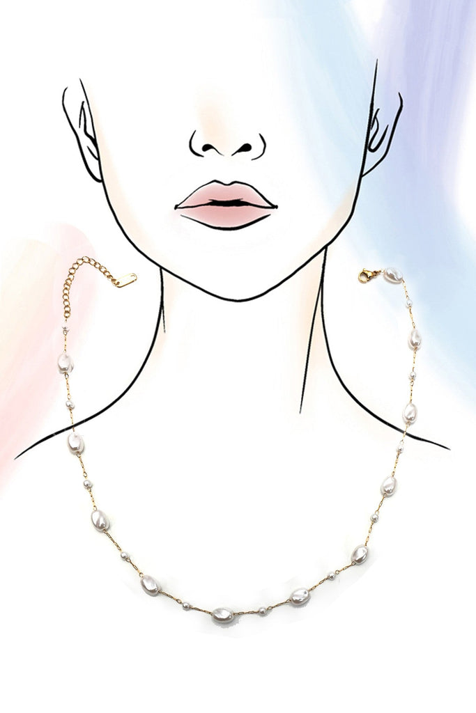 18K STAINLESS STEEL TARNISH FREE PEARL NECKLACE | 40NK9630