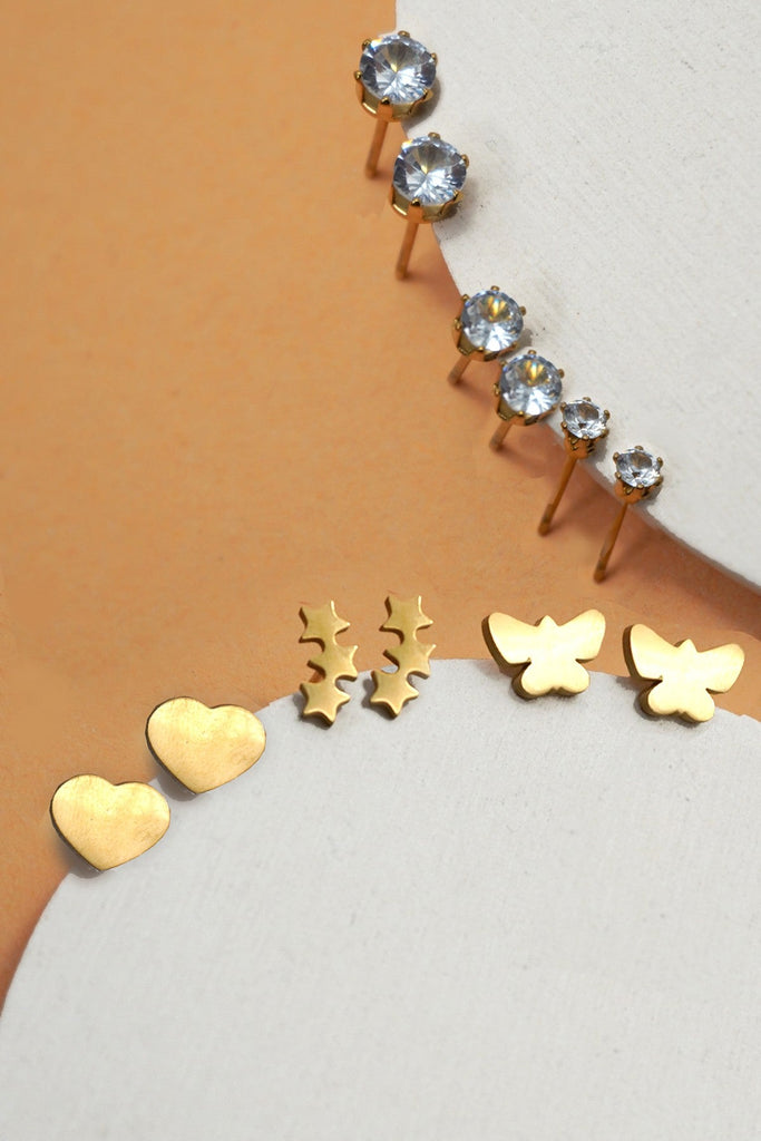 18K STAINLESS STEEL WATERPROOF TARNISH FREE 6 PAIR | 40E455