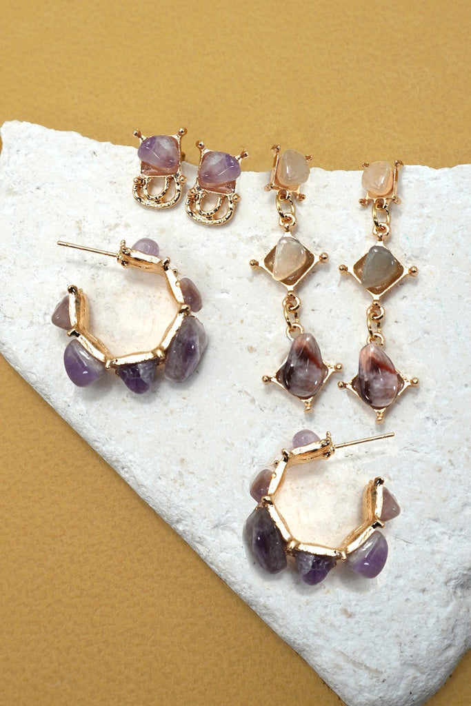 NATURAL STONE TRIO EARRING | 40E456