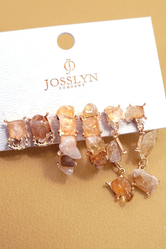 NATURAL STONE TRIO EARRING | 40E456