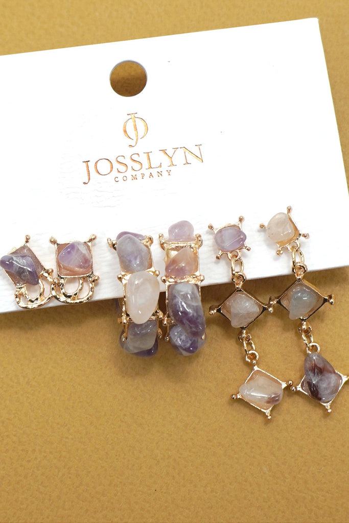 NATURAL STONE TRIO EARRING | 40E456