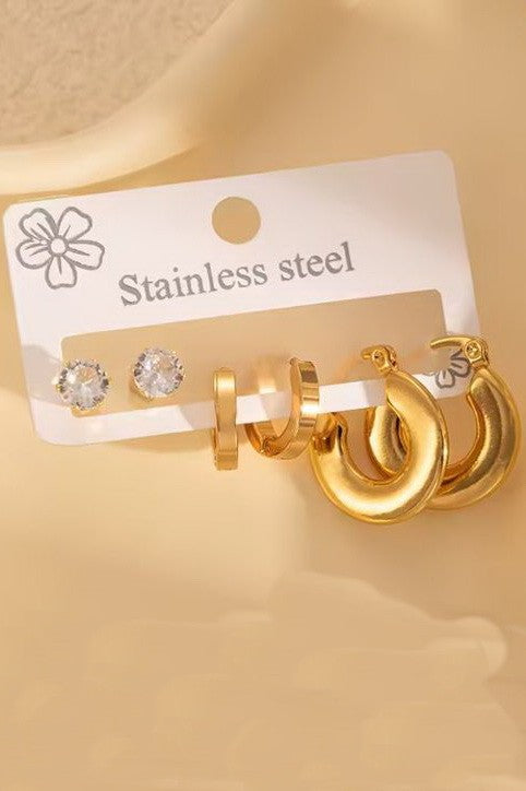 18K STAINLESS STEEL WATERPROOF TARNISH FREE HOOPS | 40E459