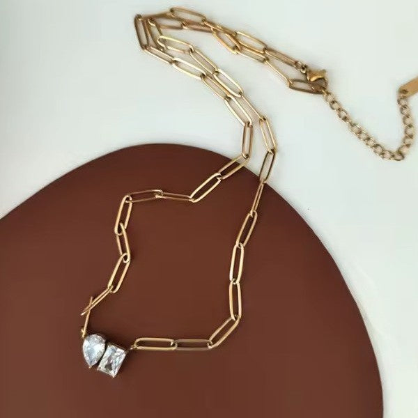 18K STAINLESS STEEL TARNISH FREE RHIN NECKLACE | 40NK9634