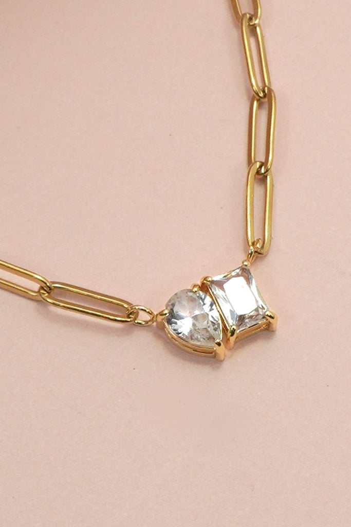 18K STAINLESS STEEL TARNISH FREE RHIN NECKLACE | 40NK9634