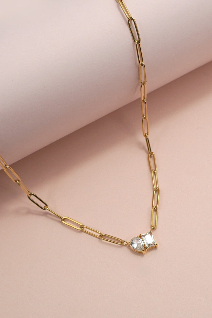 18K STAINLESS STEEL TARNISH FREE RHIN NECKLACE | 40NK9634