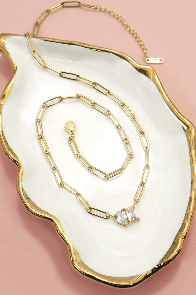 18K STAINLESS STEEL TARNISH FREE RHIN NECKLACE | 40NK9634