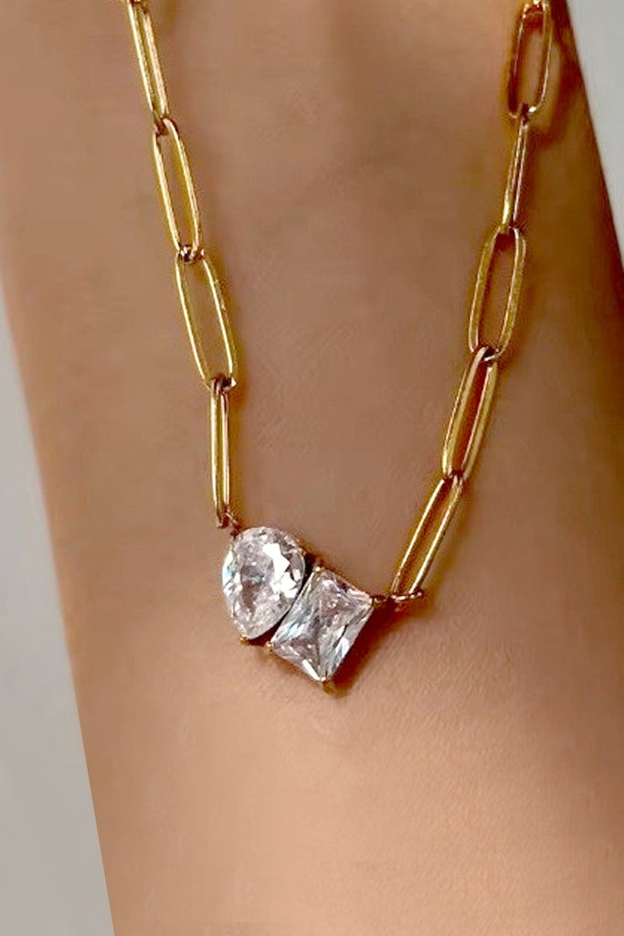 18K STAINLESS STEEL TARNISH FREE RHIN NECKLACE | 40NK9634