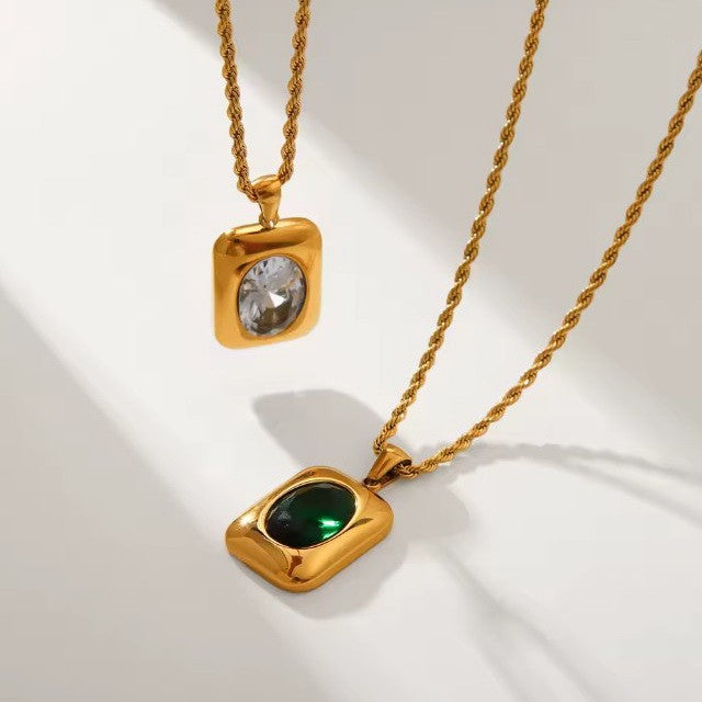 18K STAINLESS STEEL TARNISH FREE RHINE NECKLACE | 40NK9635