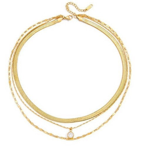 18K STAINLESS STEEL TARNISH FREE LAYERED NECKLACE | 40NK9636