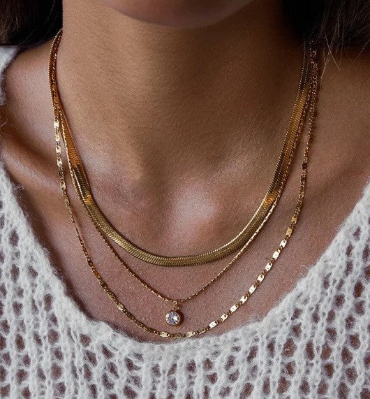 18K STAINLESS STEEL TARNISH FREE LAYERED NECKLACE | 40NK9636