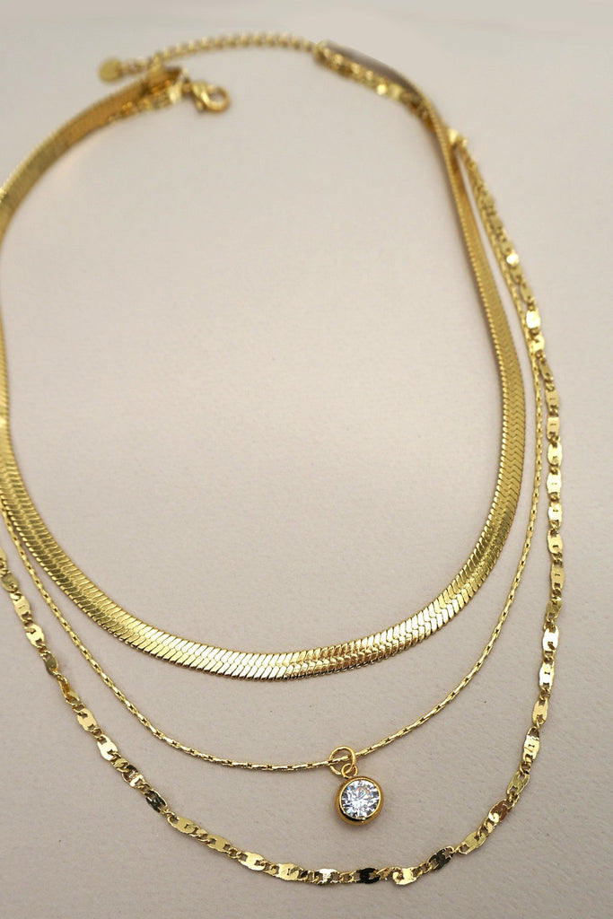 18K STAINLESS STEEL TARNISH FREE LAYERED NECKLACE | 40NK9636