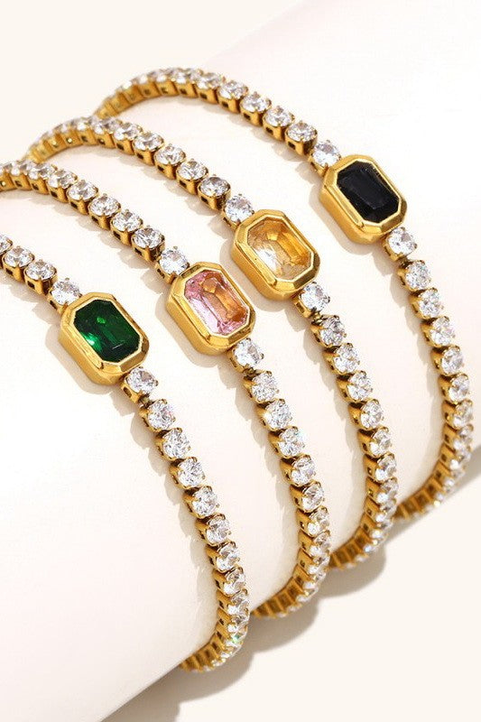 18K STAINLESS STEEL TARNISH FREE GEMSTONE BRACELET | 40B5212