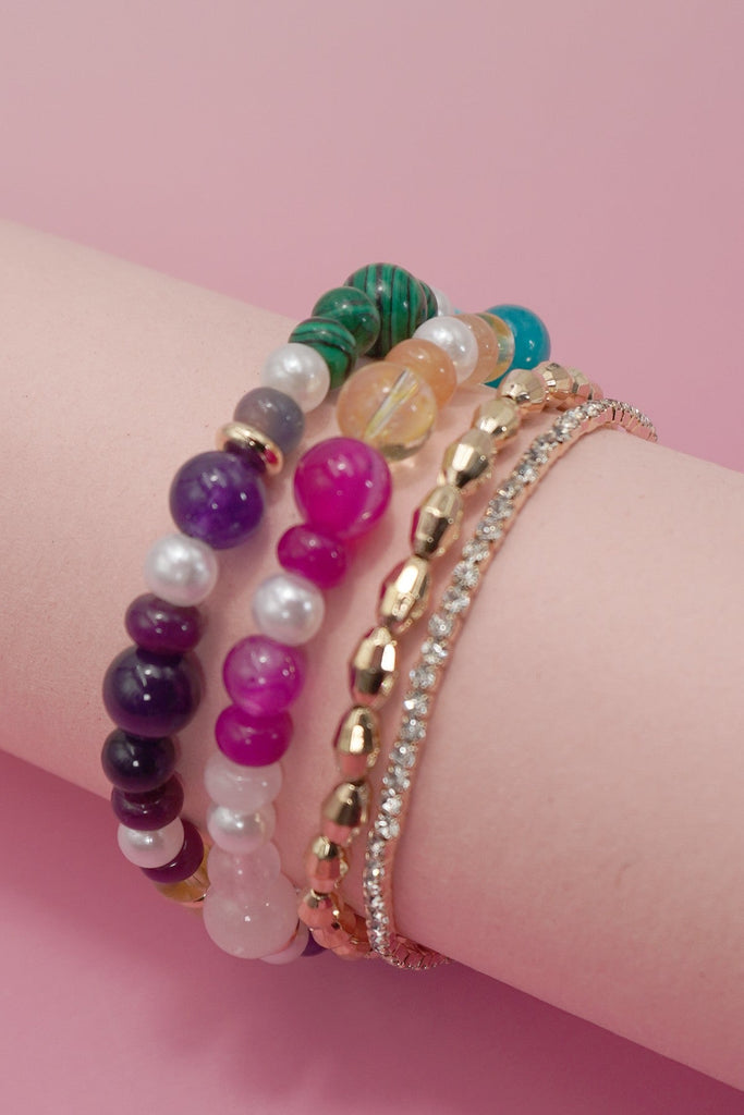 MULTI COLORED GLASS BEADED BRACELET | 40B5216