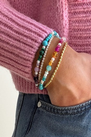 MULTI COLORED GLASS BEADED BRACELET | 40B5216