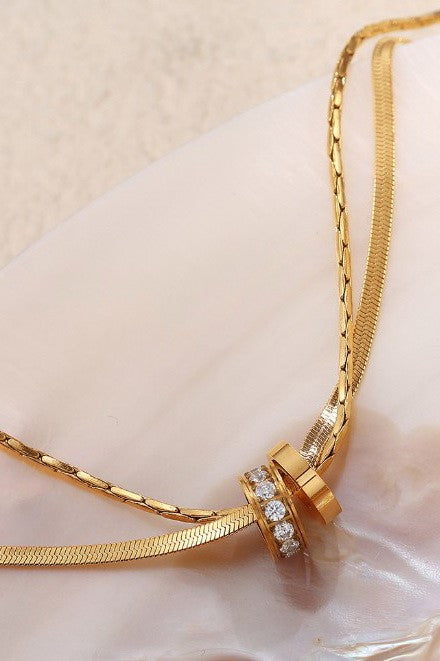 18K STAINLESS STEEL TARNISH FREE LAYERED NECKLACE | 40NK9645