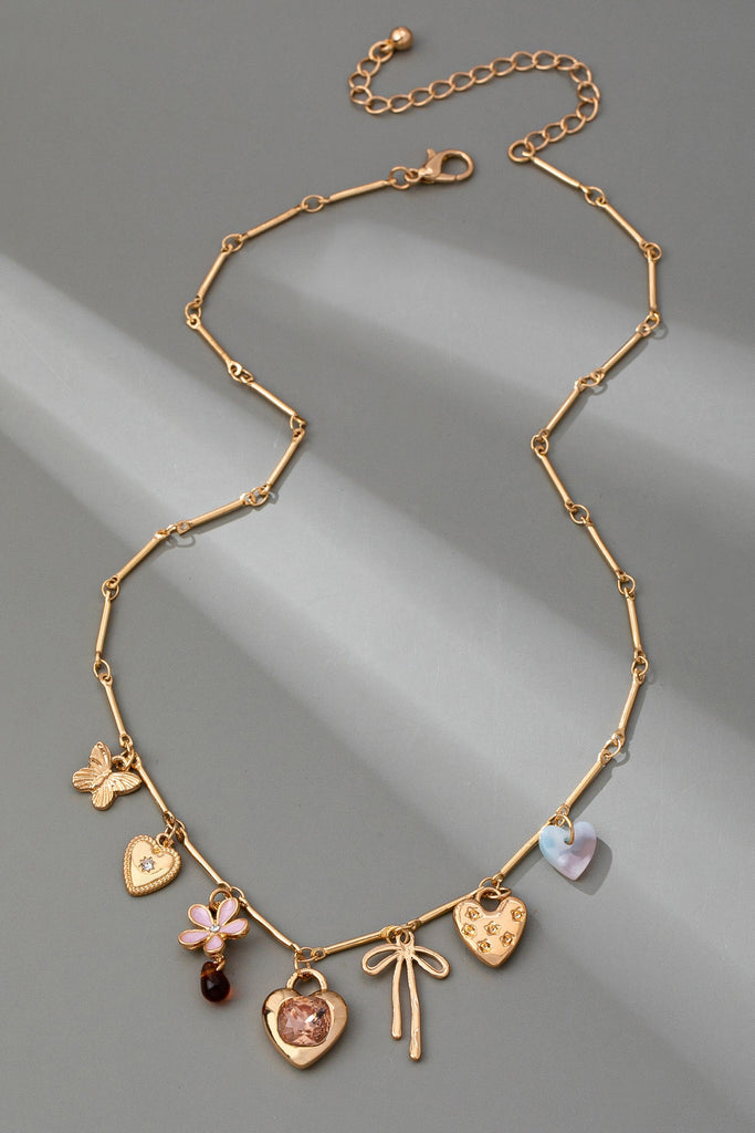 CHARM NECKLACE-HEARTS FLOWER BOW BUTTERFLY | 80N92639