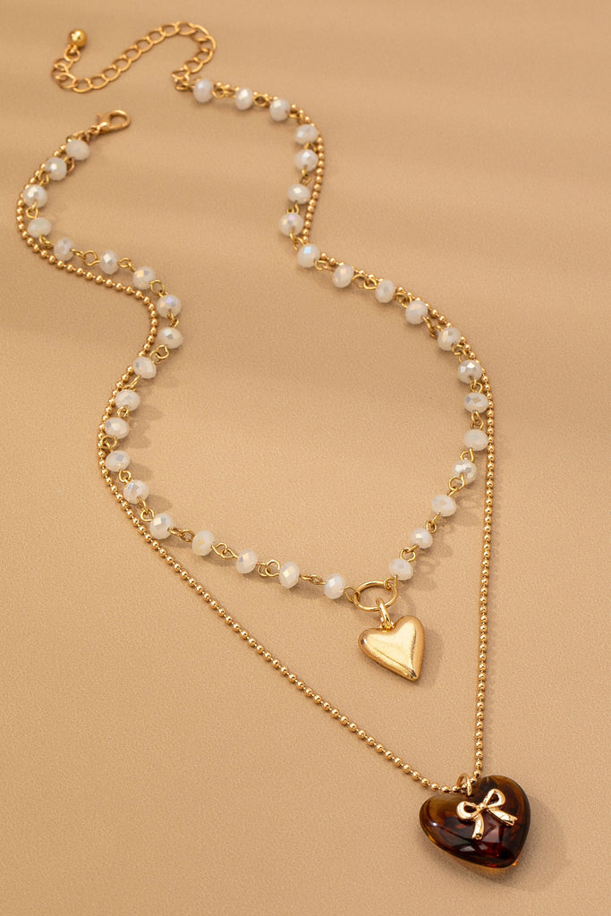 MULTI LAYER DOUBLE HEART CHARM NECKLACE | 80N92656