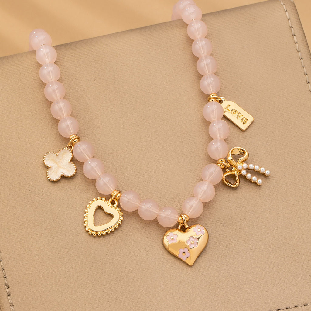 BEADED CHARM NECKLACE-HEART BOW CLOVER | 80N92632